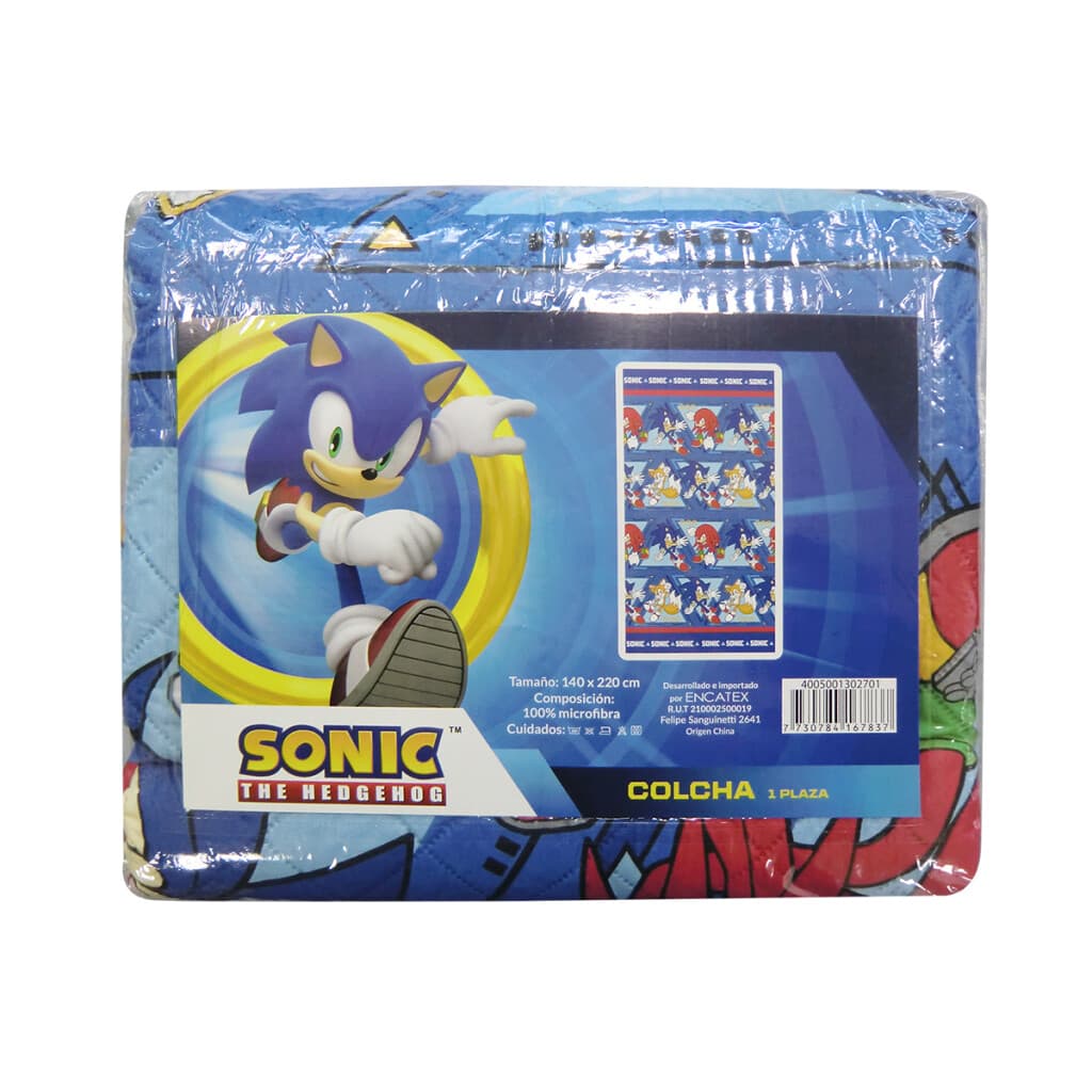 Colcha Infantil Sonic 1 Plaza 100% Microfibra - AZUL FRANCIA - 2