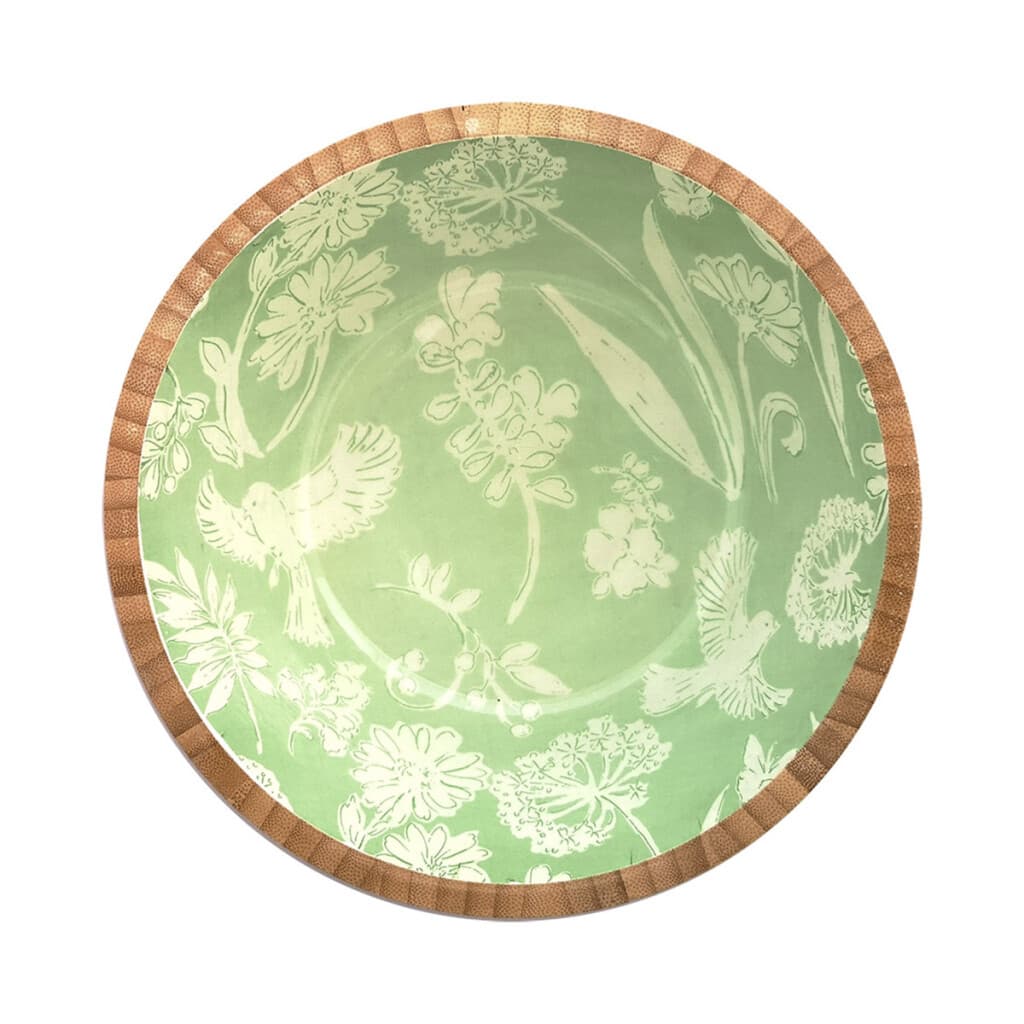 Bowl de Madera de 20,5 cm - Pajaros Verde - 2