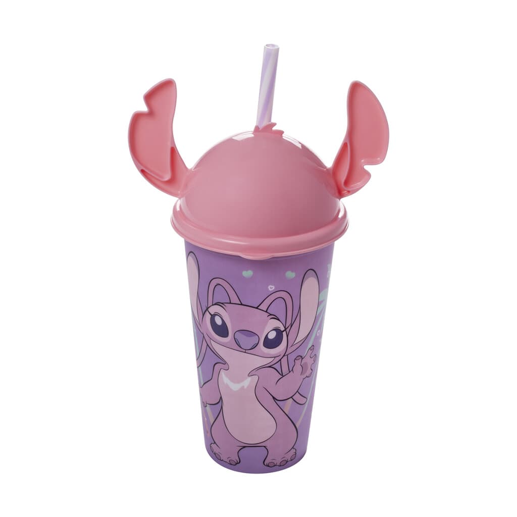 Vaso Plástico Milk Shake con Forma y Pajita Stitch 500 ml - ROSA - 1