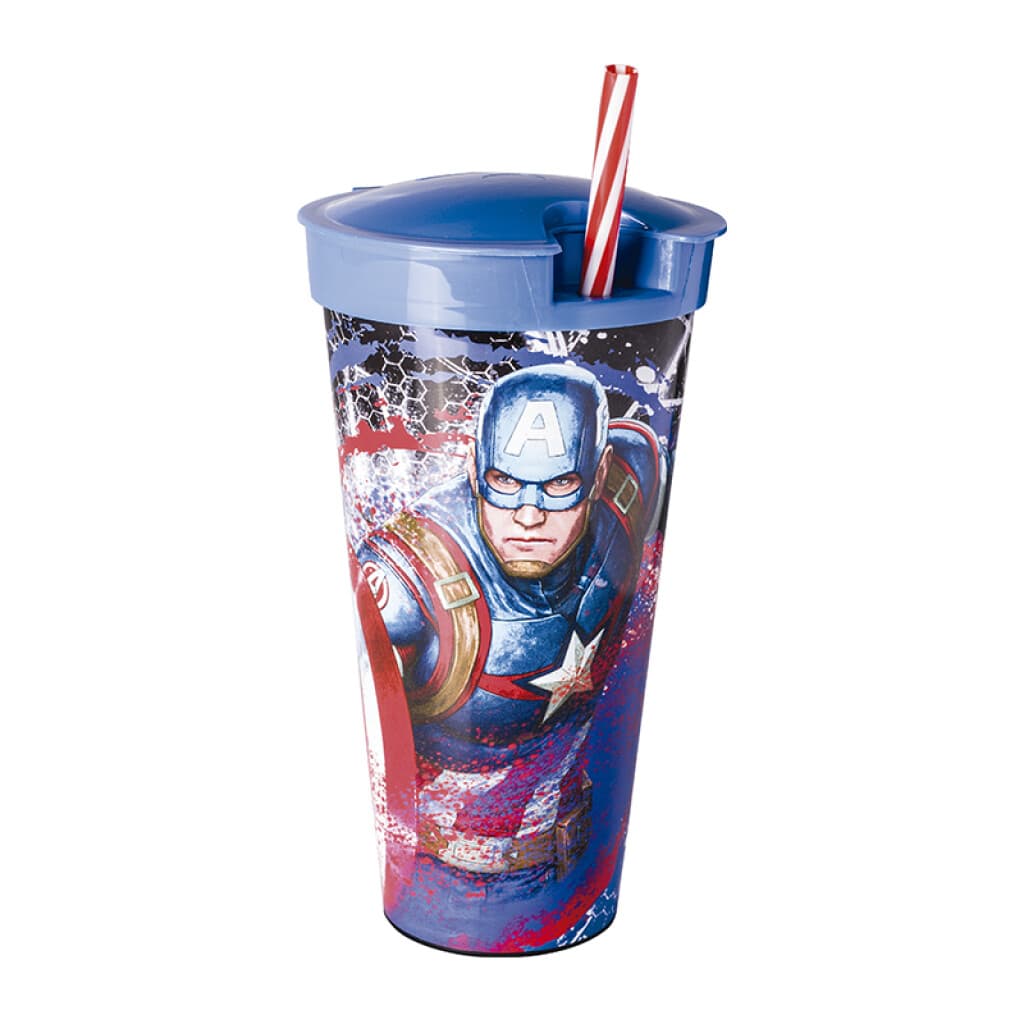 Vaso 2 en 1, pote 220 ml + vaso 540 ml Capitán América - 1