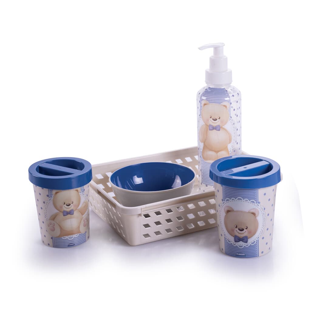 Set x5 para Baño Infantil Varios Personajes - OSOS AZUL - 1