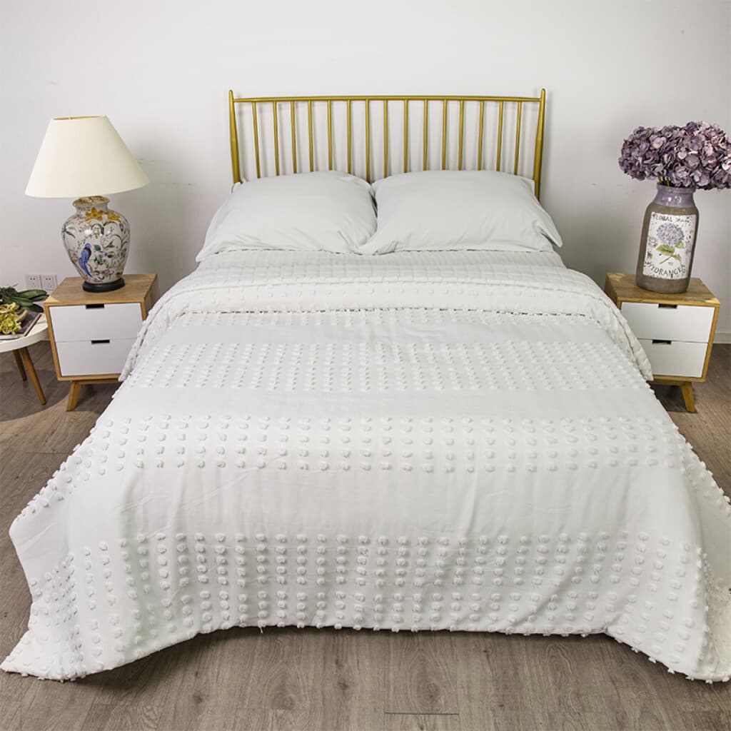 Colcha Nordico con Pompón Richmond 2 Plazas 220 x 240 cm - AMY 99 BLANCO - 1