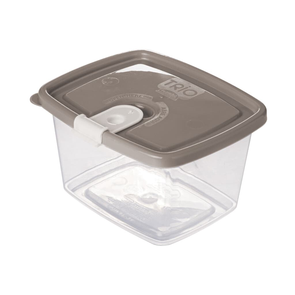 Recipiente Cuadrado con Broche 600 ml Varios Colores - GRIS - 1