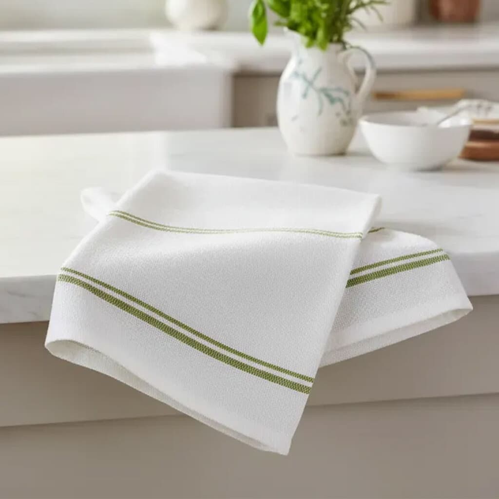 Repasador cocina Dohler hilo 40 x 60 cm - Verde Blanco - 1