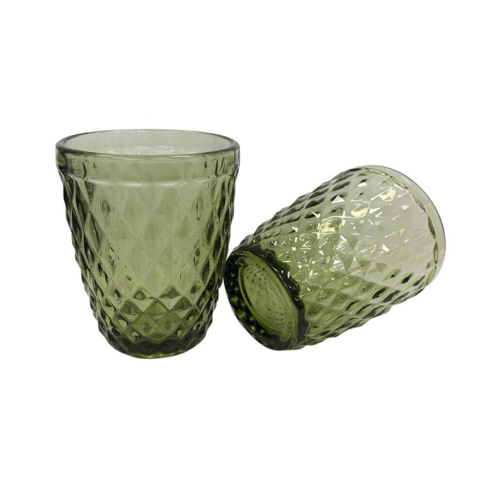 Set x 6 Vasos Vidrio con Relieve 260 ml - VERDE - 1