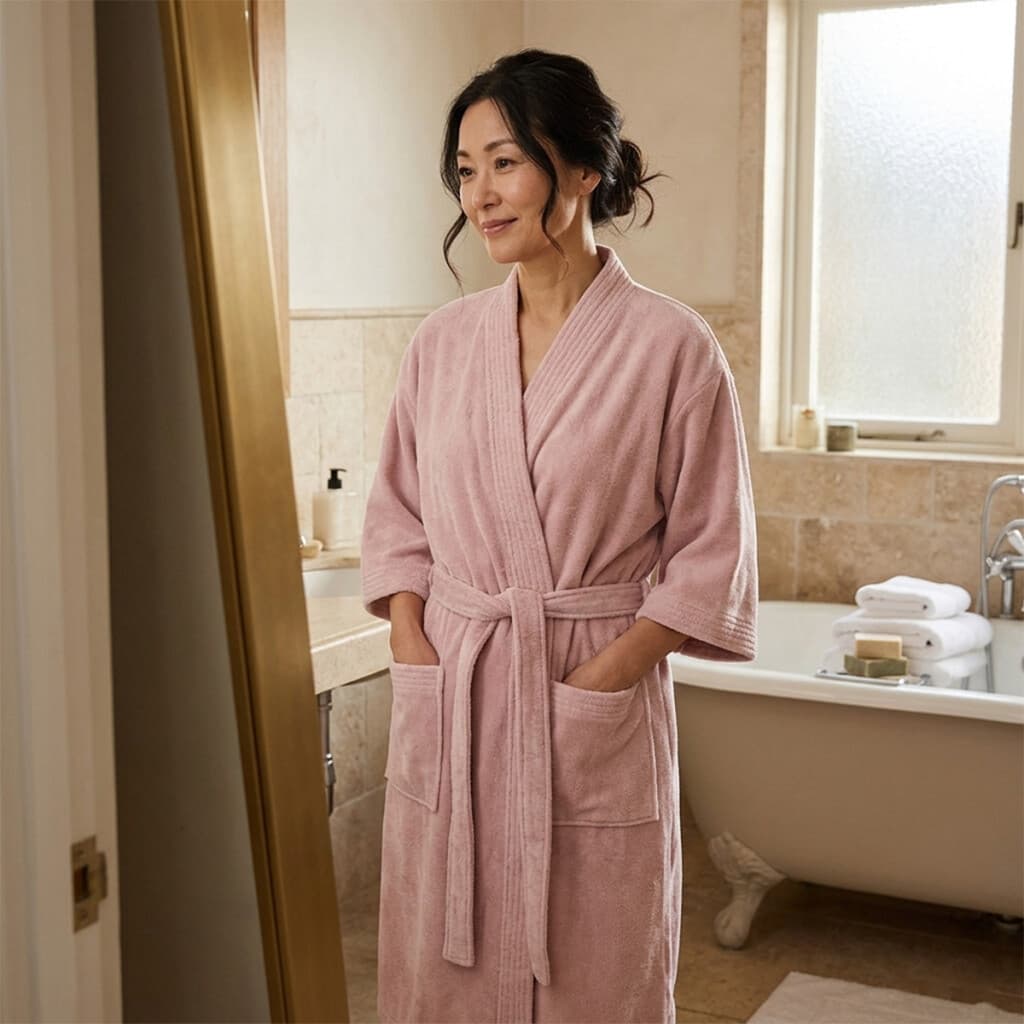 Bata Baño Dohler Velour 100% Algodón Talle P al XXG - ROSA CLARO - M - 1