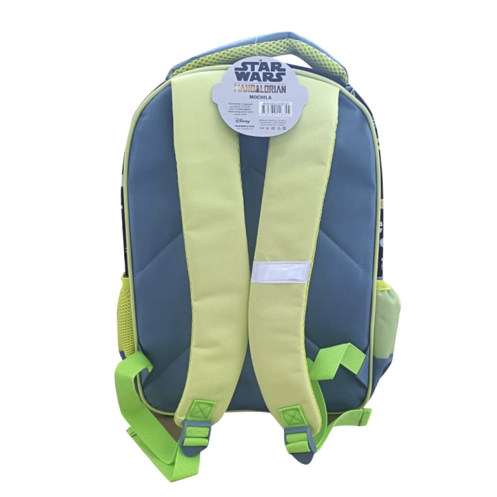 Mochila infantil 3D Baby Yoda Tafeta Grande 40 x 30 cm - GRIS