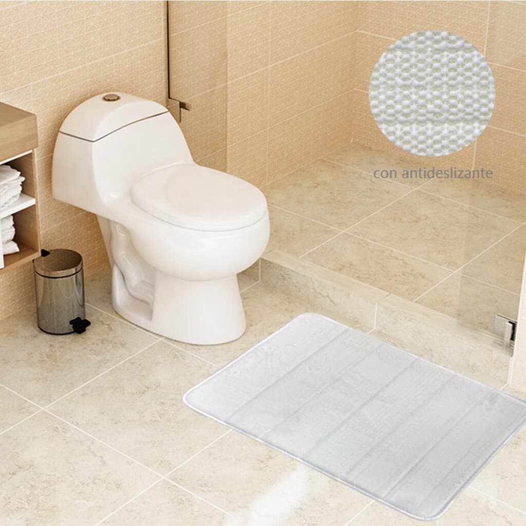 Alfombra Baño con Memoria Home Class Microfibra 43 x 61 cm - BLANCO - 1