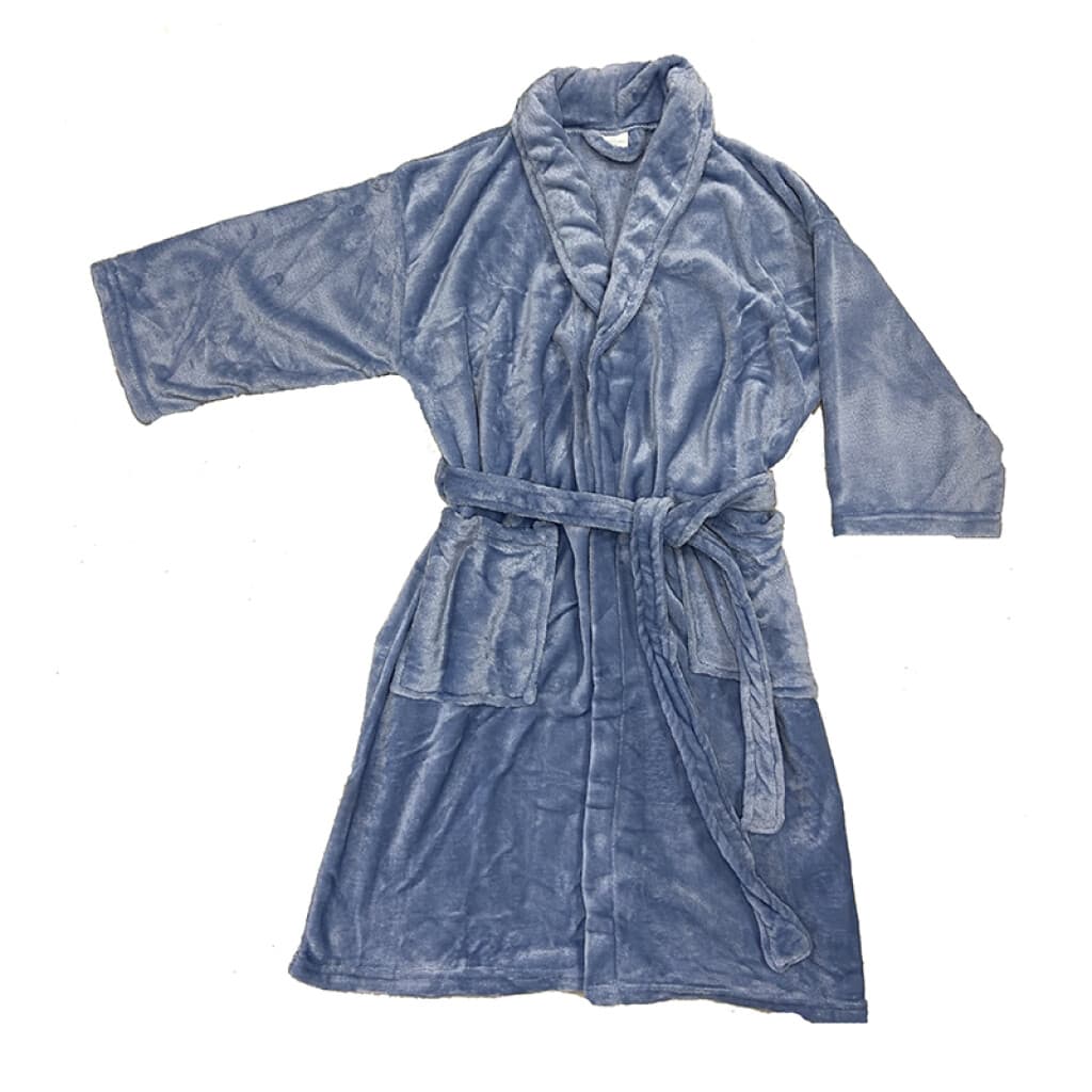 Bata de Cama Microfibra Home Class Talle P al XG - AZUL PIEDRA - M - 3