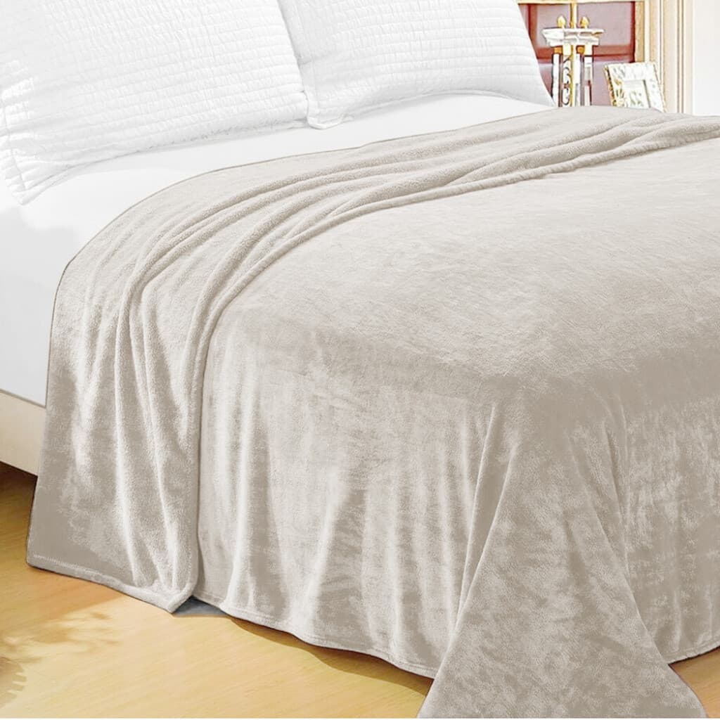 Frazada Flannel 1 Plazas Home Class 150 x 240 cm - BEIGE - 1