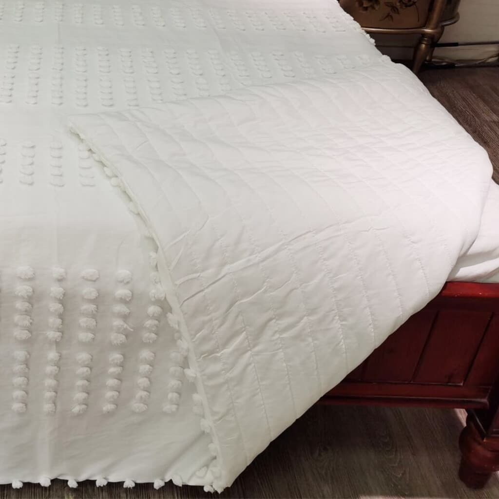 Colcha Nordico con Pompón Richmond 2 Plazas 220 x 240 cm - AMY 99 BLANCO - 3