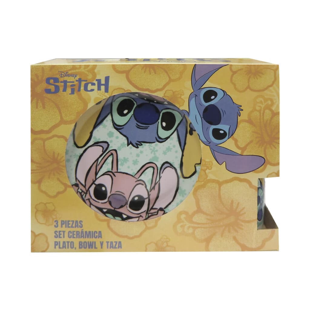 Set X3 de Cerámica Infantil Stitch Plato, Taza y Bowl - 1
