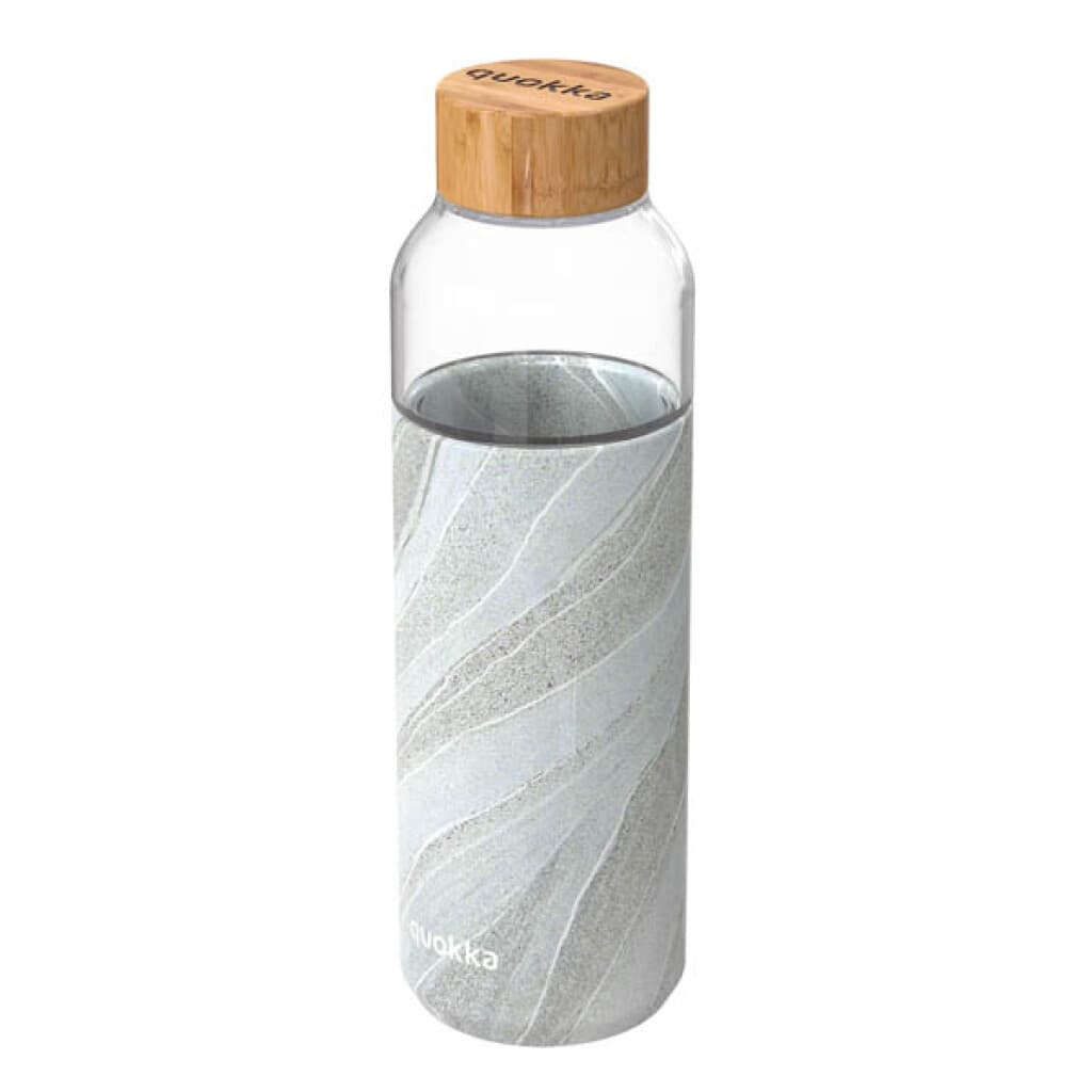 Botella de Cristal Quokka Flow - Mosaico Gris y Negro - 1