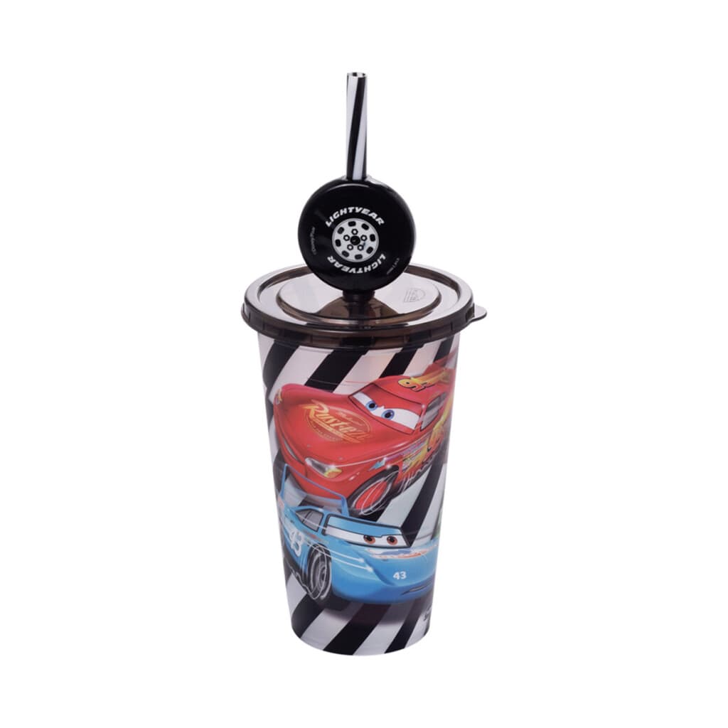 Vaso Plástico Milk Shake con Pin y Pajita Cars 500 ml - 1