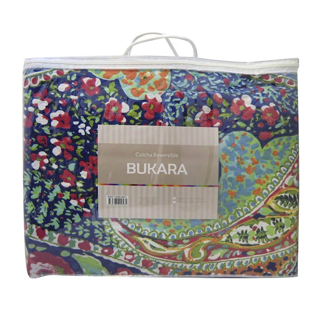 Colchas Bukara Capitoneadas de Microfibra 220 x 240 cm - Varios Diseños - Flores Turquesa