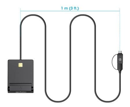 Lector de TARJETAS INTELIGENTE / Cedula de identidad / USB + USB C | MANHATTAN - 4
