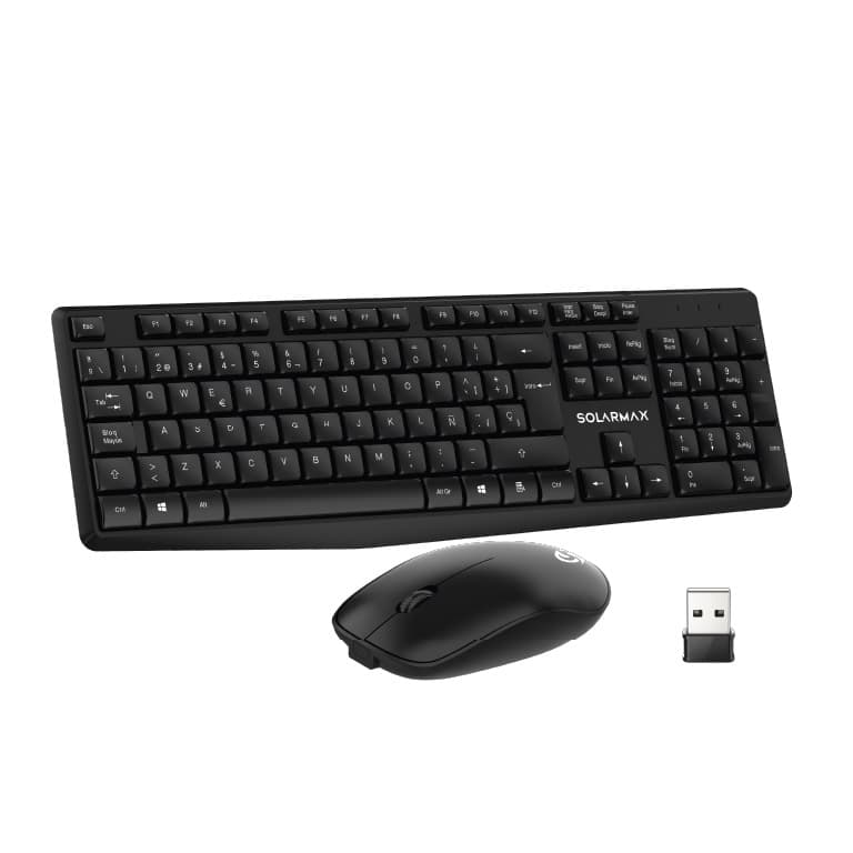 Combo Teclado + Mouse Inalámbrico Slim KBC2500B Negro | Solarmax - 2