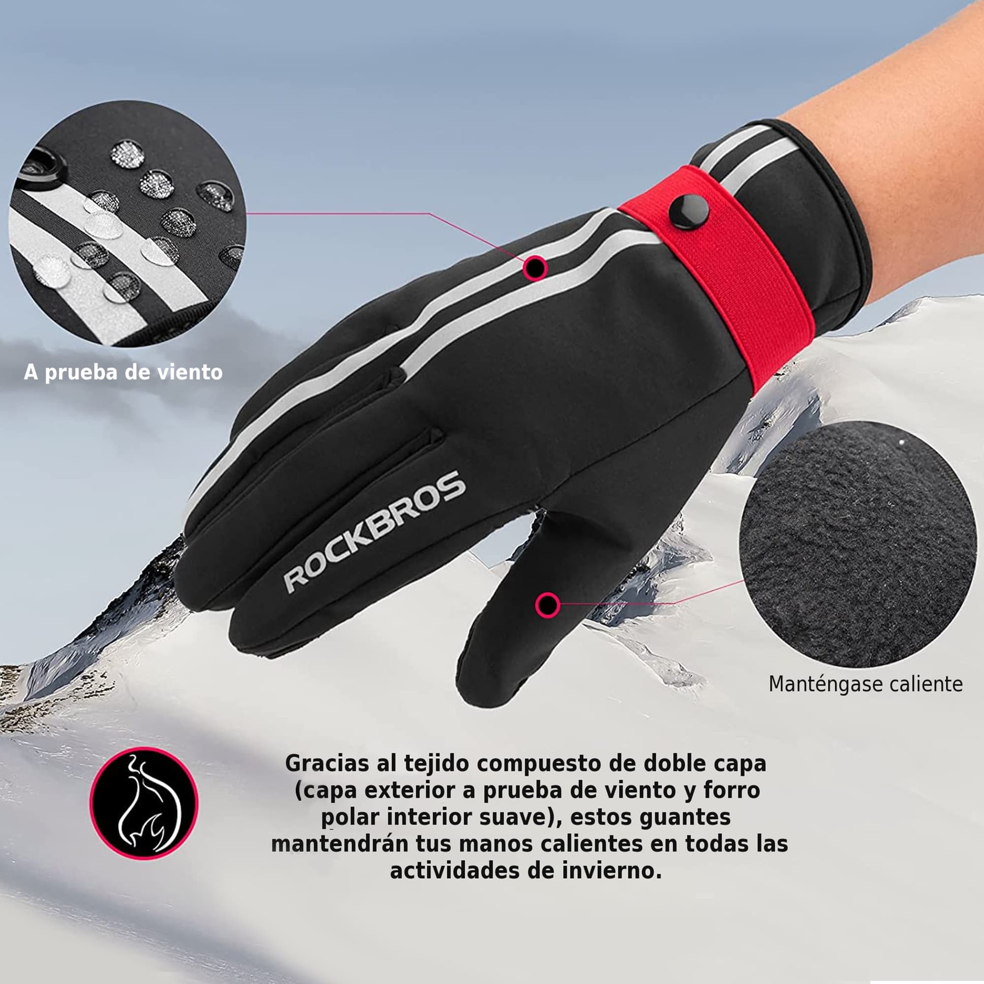 Guantes Térmicos Rockbros 16410777004 Reflectantes XL - 2