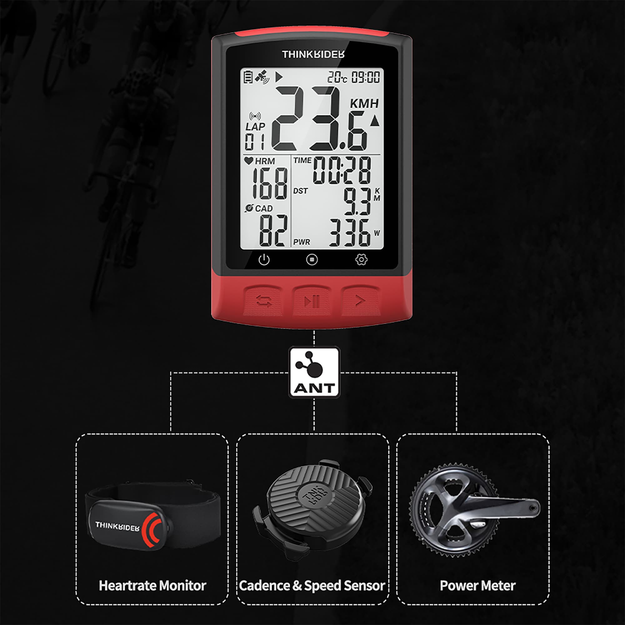 Ciclocomputador Thinkrider Bc108 Ipx7 Gps Bluetooth - 5