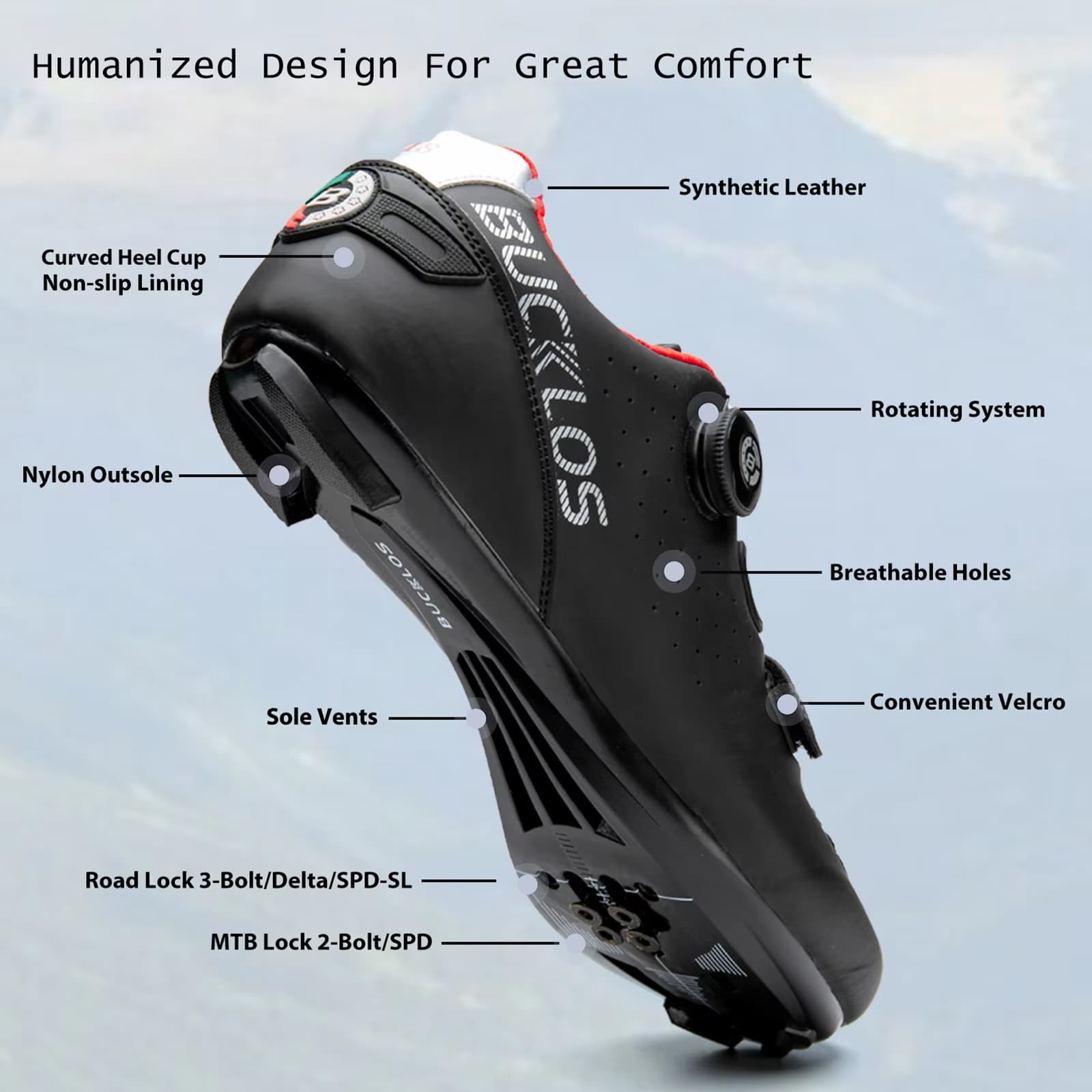 Zapatillas De Ciclismo Bucklos Transpirables Talle 40 - 8