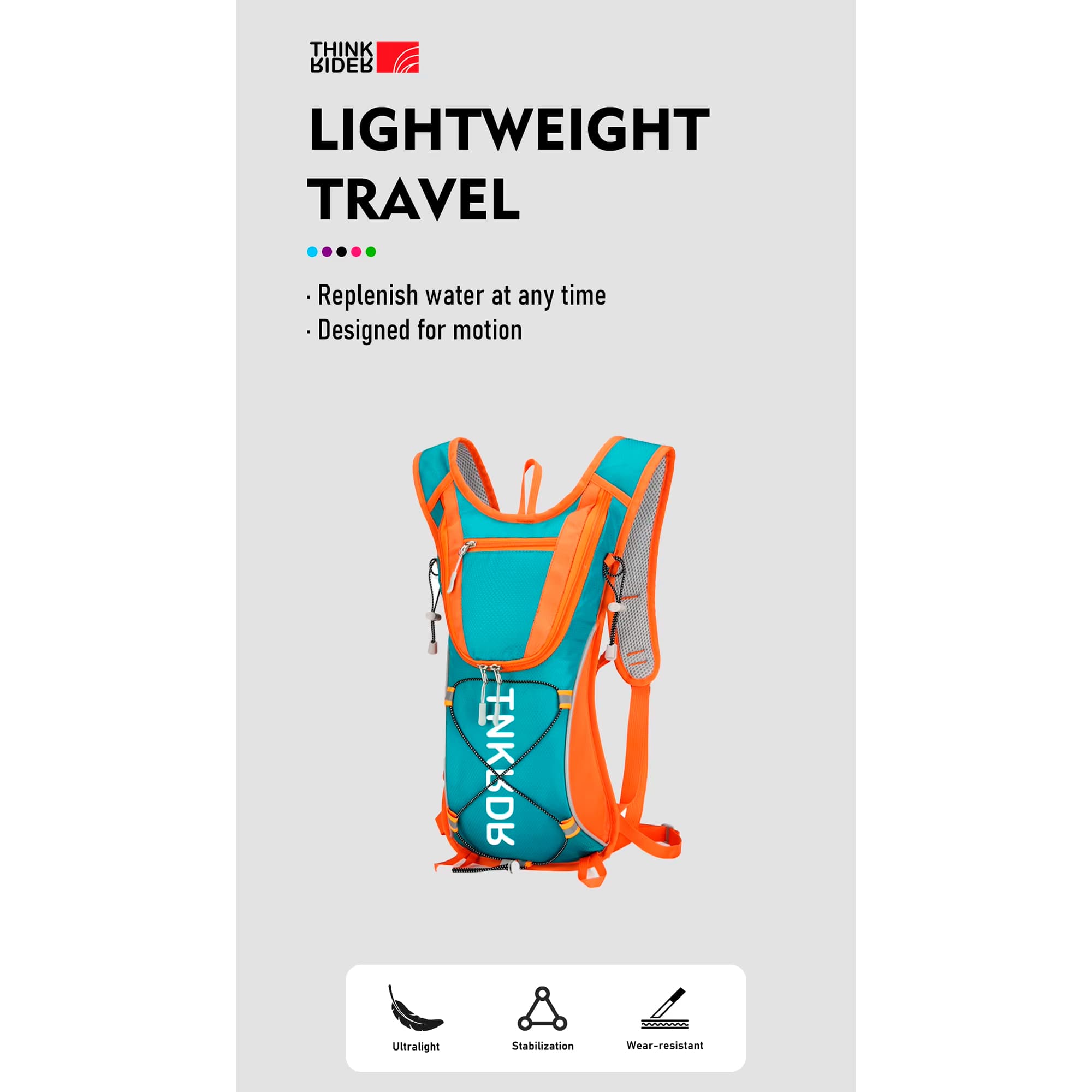 Mochila De Hidratación Thinkrider Repelente Al Agua 10L - 2