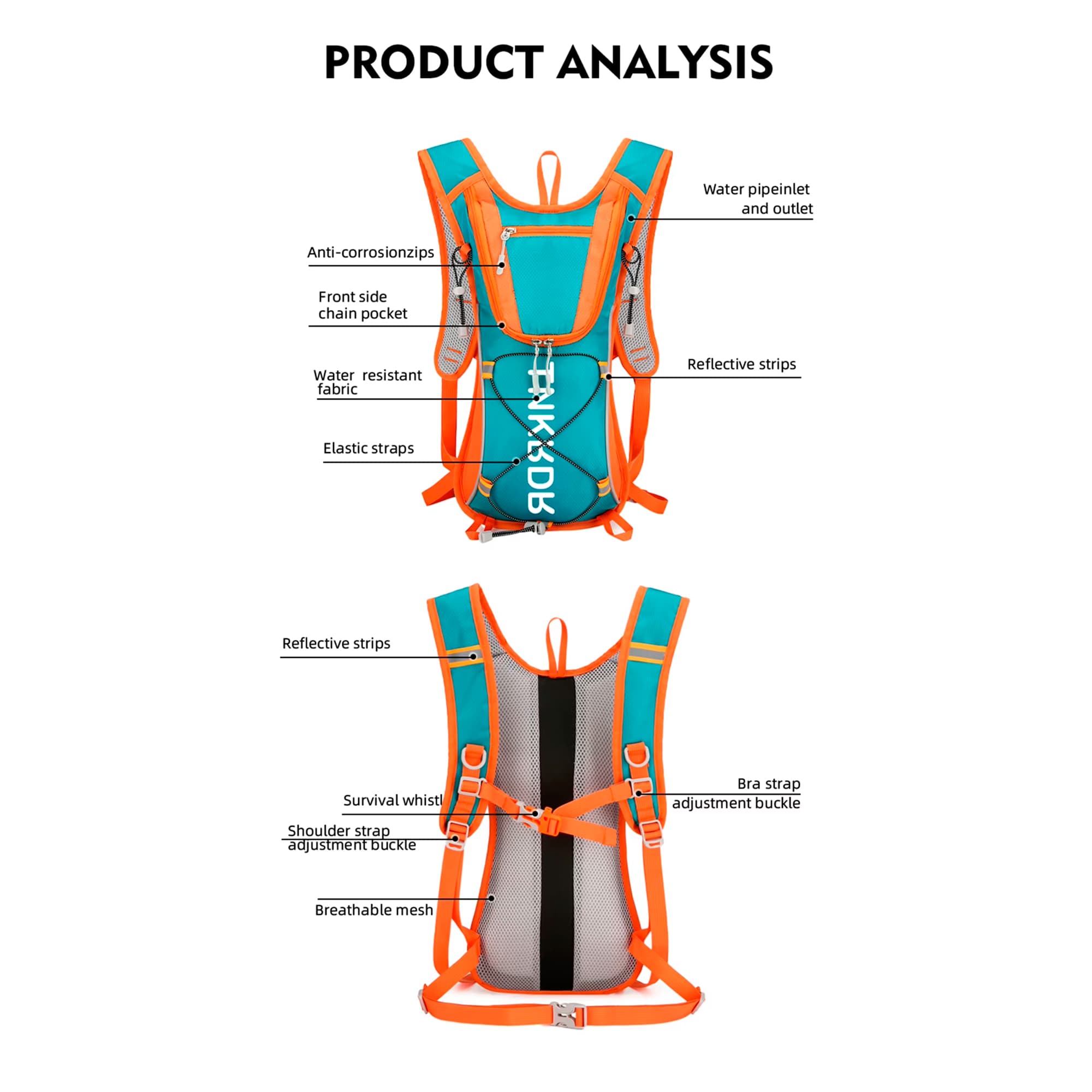Mochila De Hidratación Thinkrider Repelente Al Agua 10L - 5