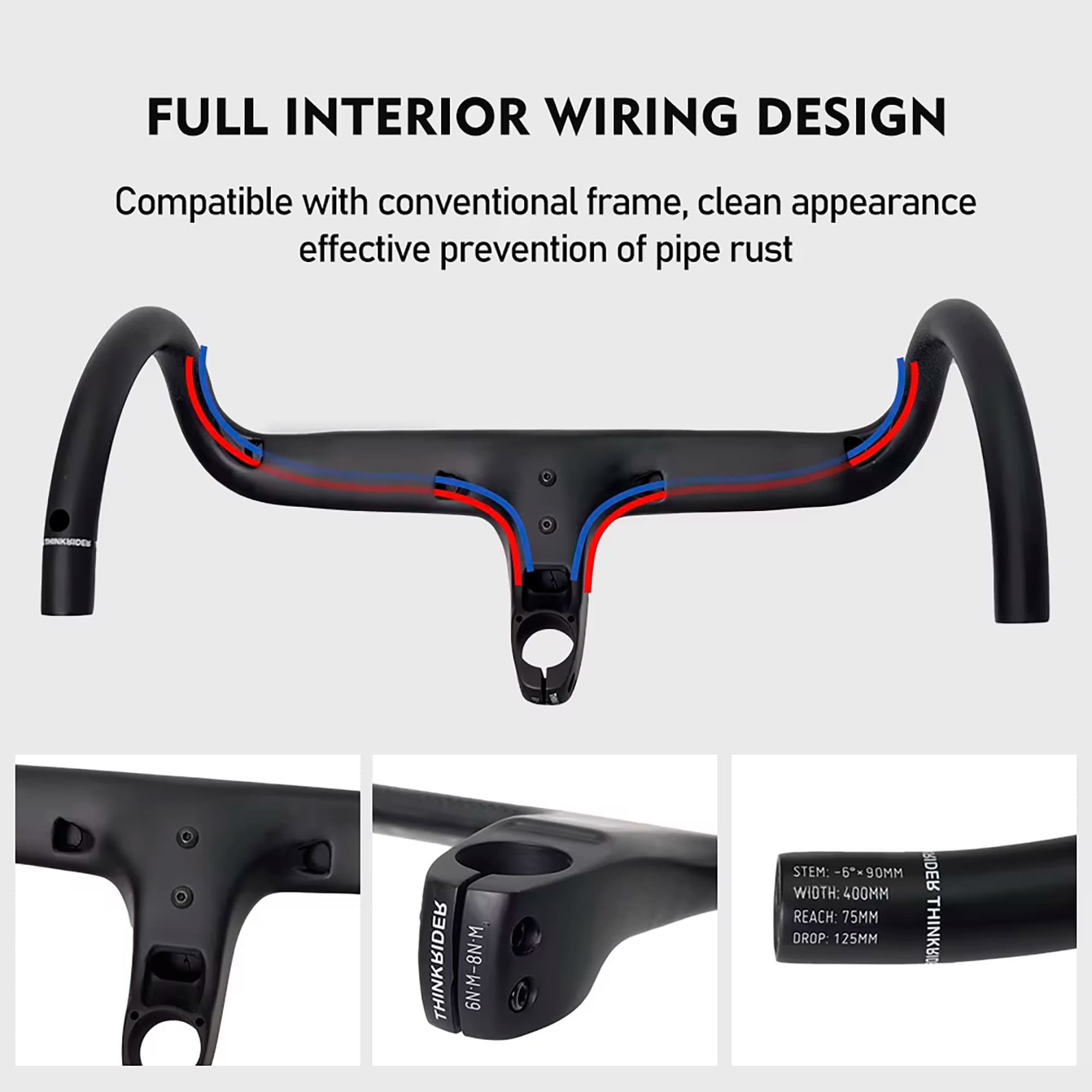 Manillar Bicicleta Thinkrider 400-110mm Fibra De Carbono - 3