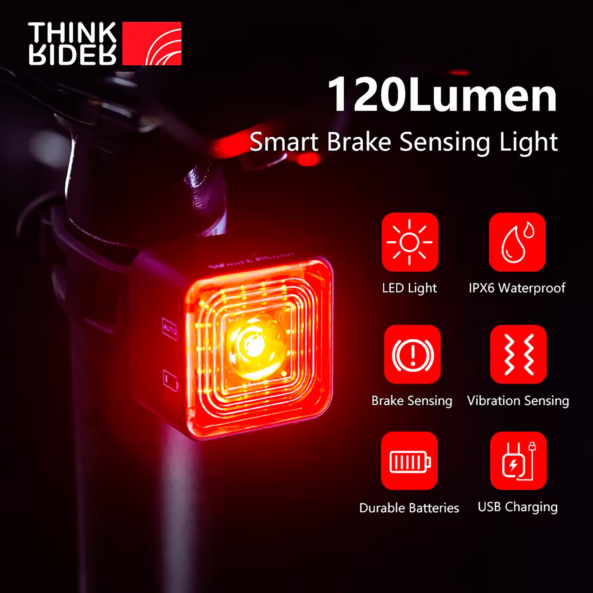 Luz Trasera Para Bicicleta Thinkrider Wt06s 5 Modos 20-120lm Ipx6 - 3