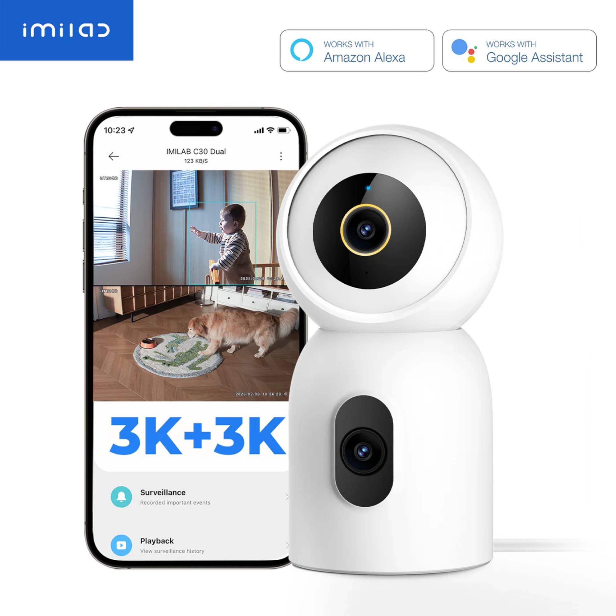 Cámara Cableada Interior Xiaomi Imilab C30 Dual 360° 3K+3K