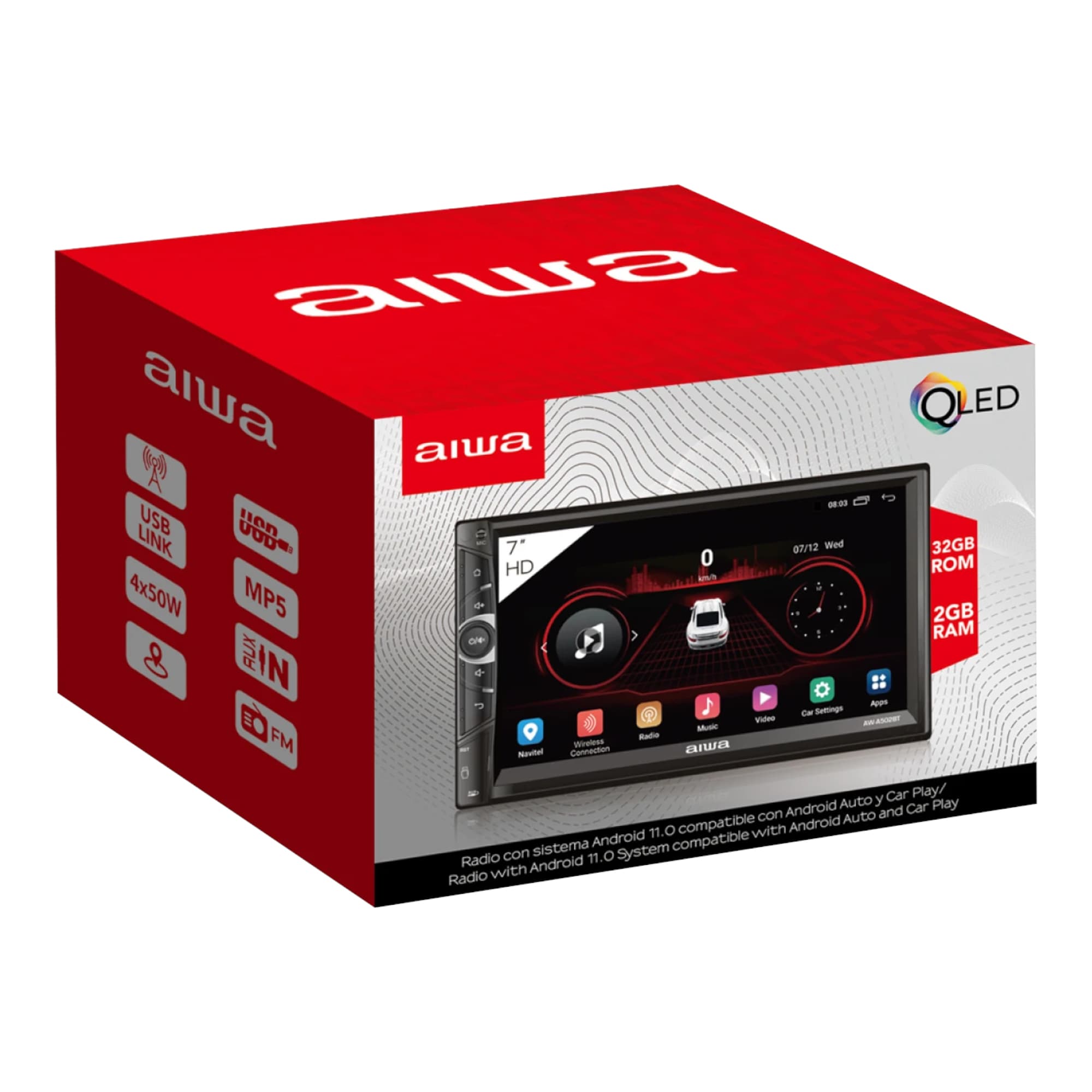 Radio Para Auto Con Pantalla 7'' Aiwa Awa502bt 4x50w Wifi Bt Gps - 3