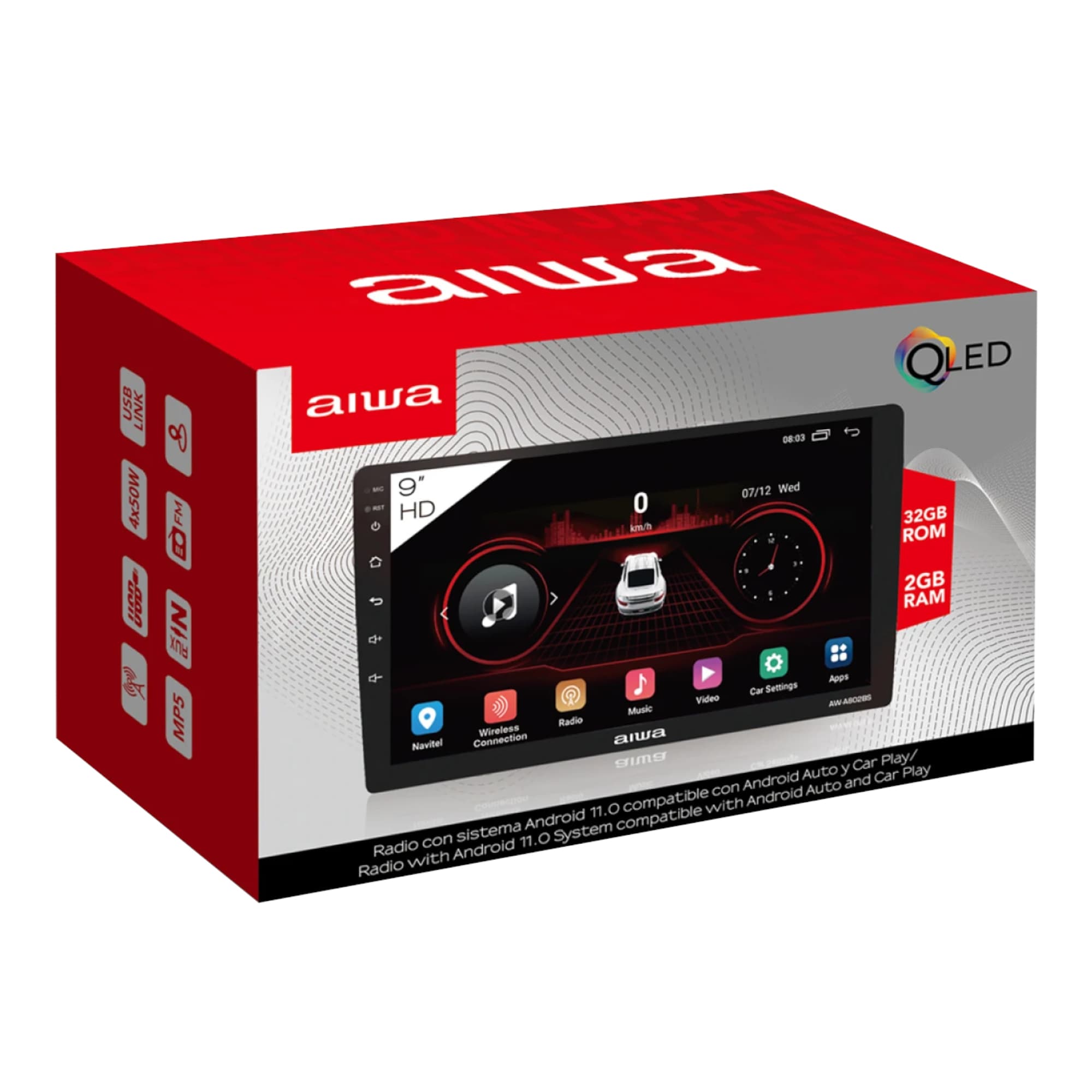 Radio Para Auto Con Pantalla 9'' Aiwa Awa802bs 4x50w Wifi Bt Gps - 3