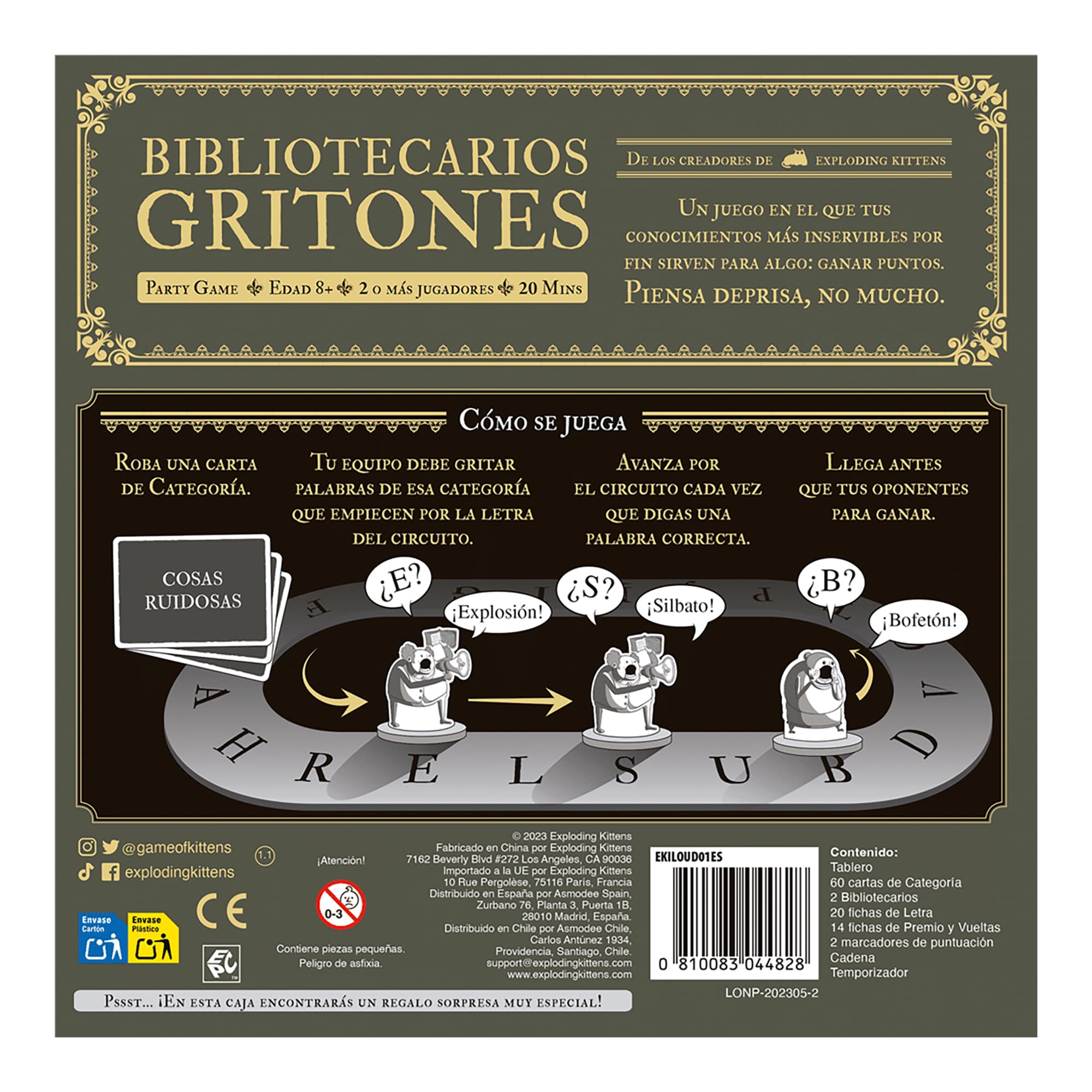 Juego De Mesa Exploding Kittens Bibliotecarios Gritones +8 - 3