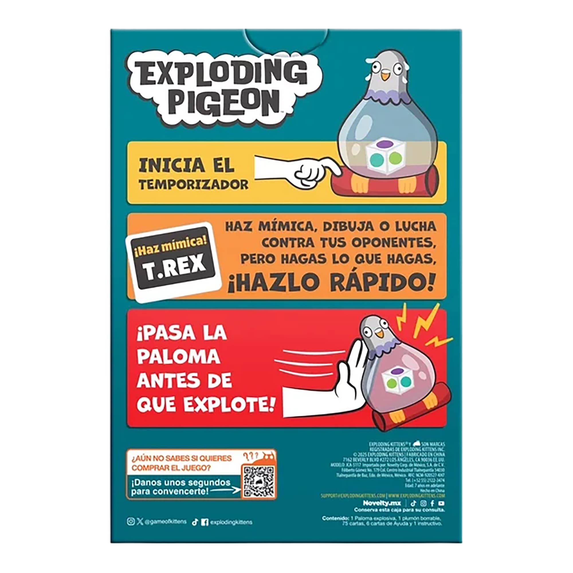 Juego De Mesa Exploding Kittens Exploding Pigeon +7 - 4
