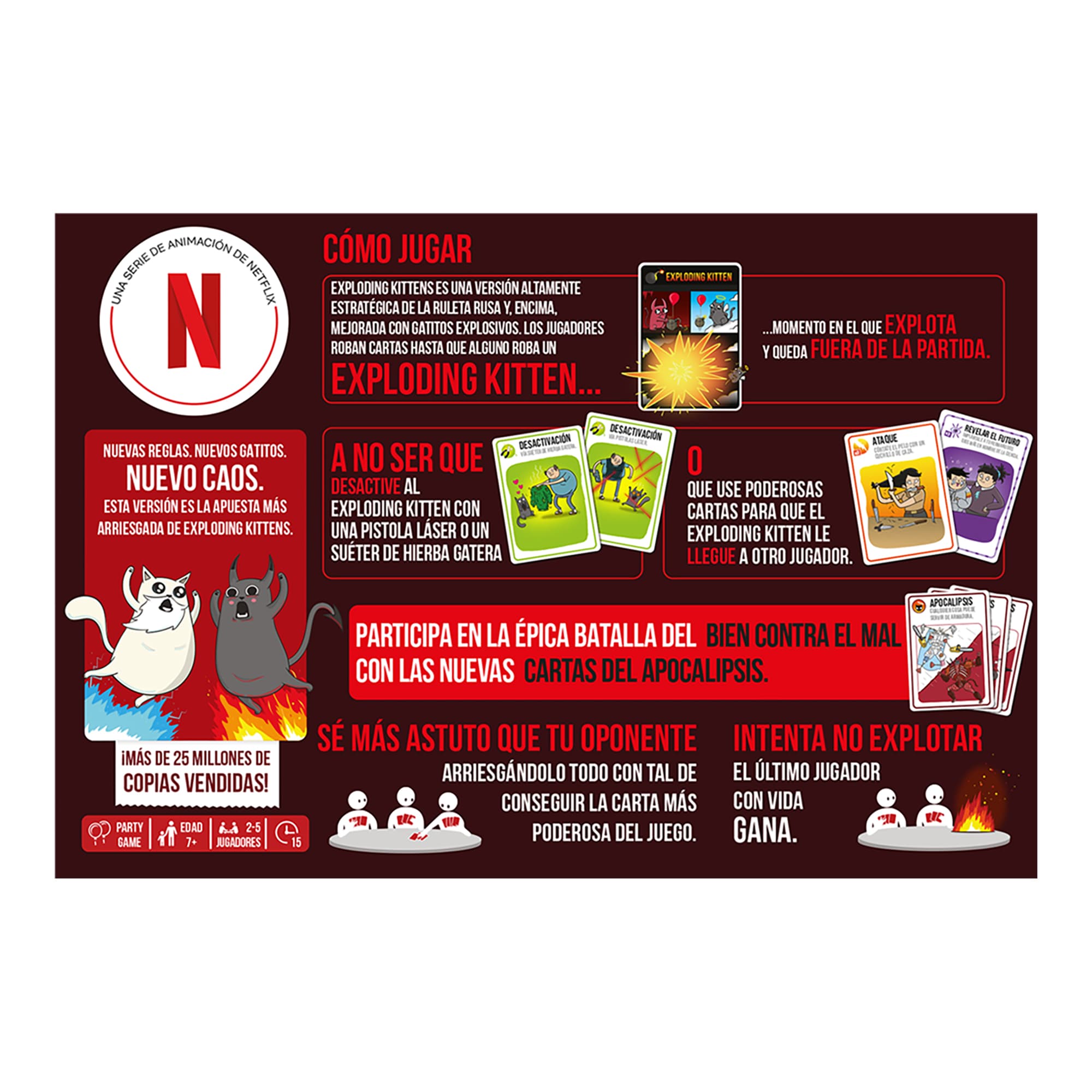 Juego De Mesa Exploding Kittens El Bien Contra El Mal +7 - 5