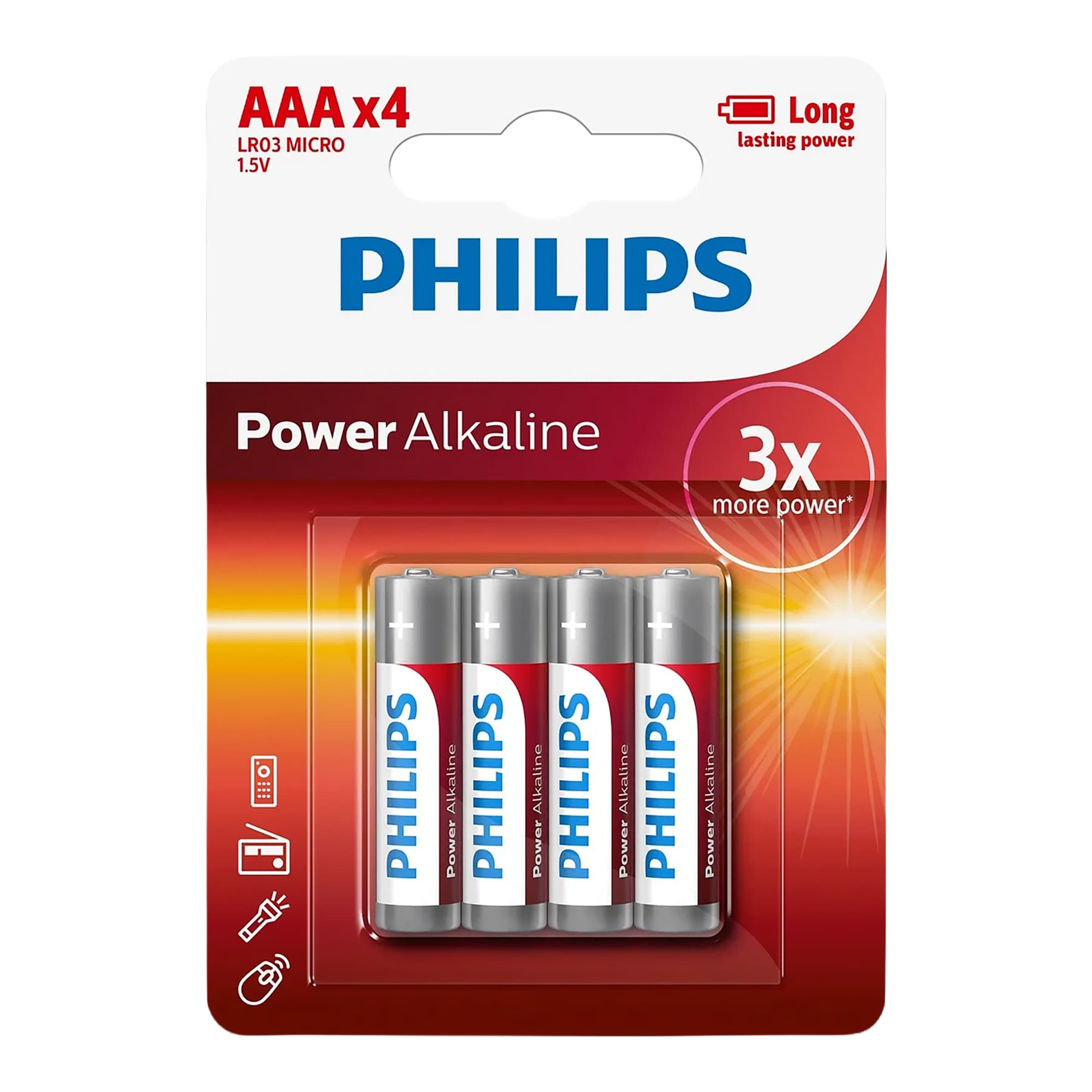 Pila AAA Alcalina Philips Lr03p4b/97 Pack x4 1,5V