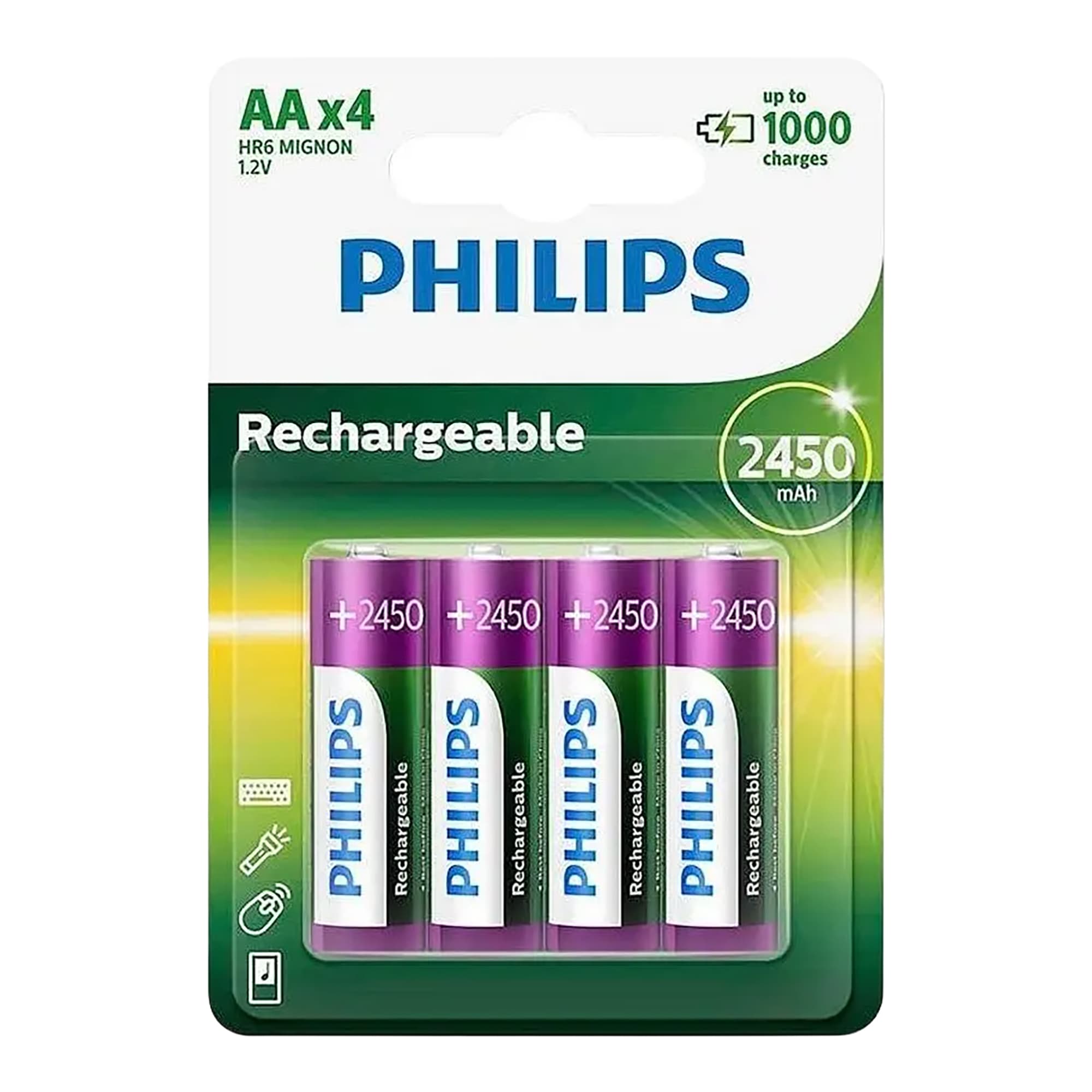 Pila AA Recargable Philips R6b4a245/97 Pack x4 2450mAh