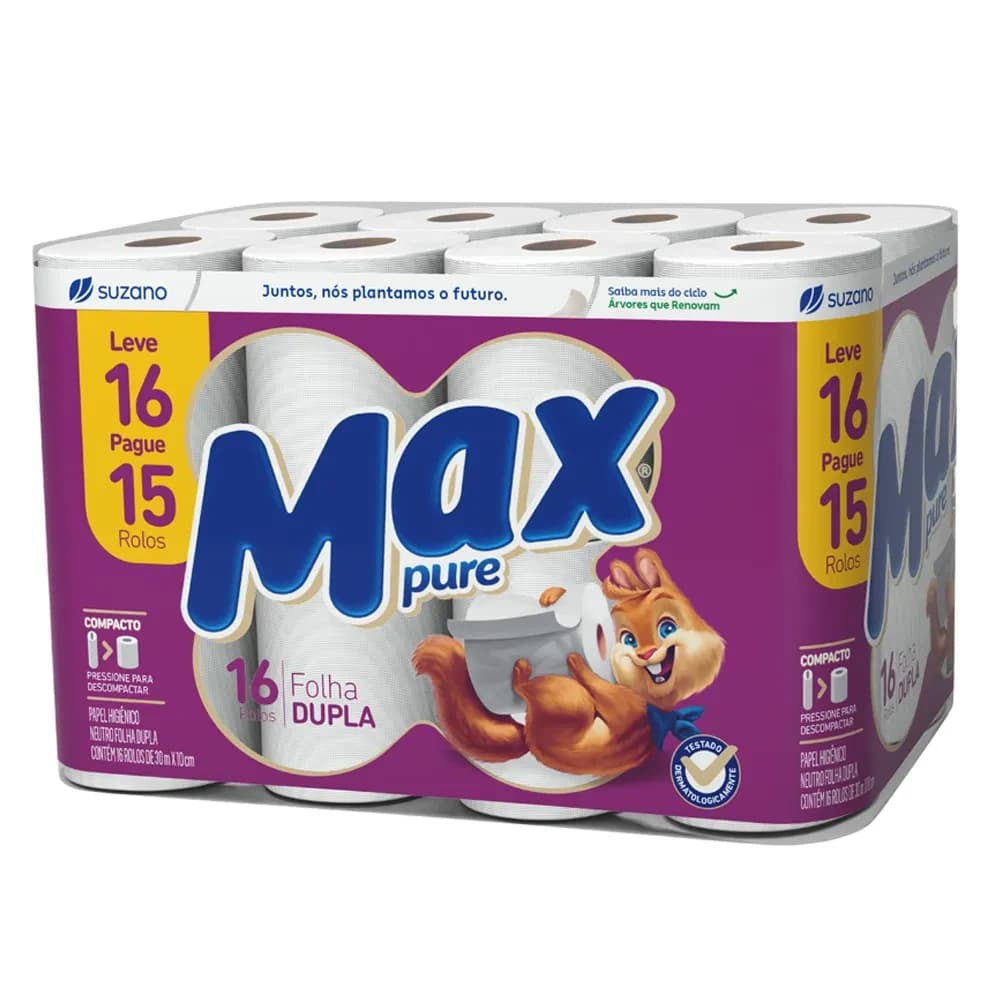 PAPEL HIGIÉNICO MAX PURE FUNDA 4 PAQUETES X 16 ROLLOS